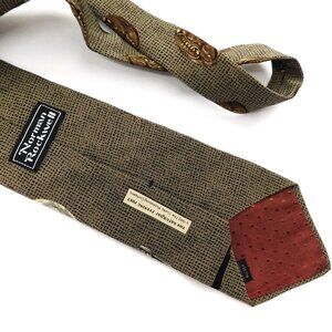 Vintage Mens Norman Rockwell Collectible 100% Silk Necktie Brown Football USA